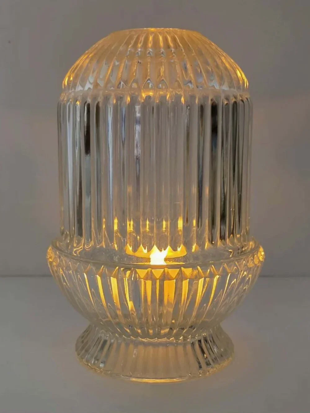 Homco Glass Ribbed Fairy Lamp